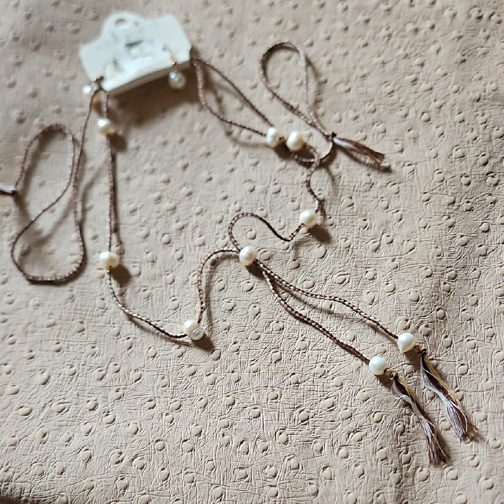 Elegant Pearl and Brown Necklace And Earring Set